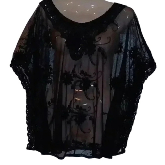 🍭🌹black lace, see-through blouse - Picture 2 of 12